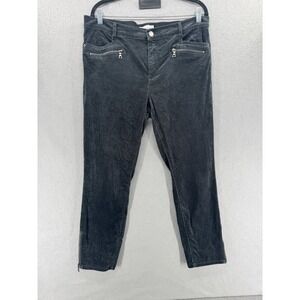 Loft Velvet Pants Womens‎ Size 31/12 Gray Modern Skinny Ankle Zip Neutral Moto
